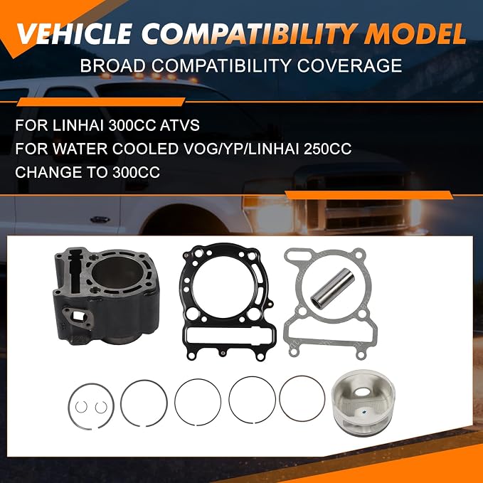 Cylinder Big Bore Top End Kit 72.5mm Compatible with Linhai XinYue VOG 250cc 300cc YP Scooter ATV Quad UTV After-Market Parts