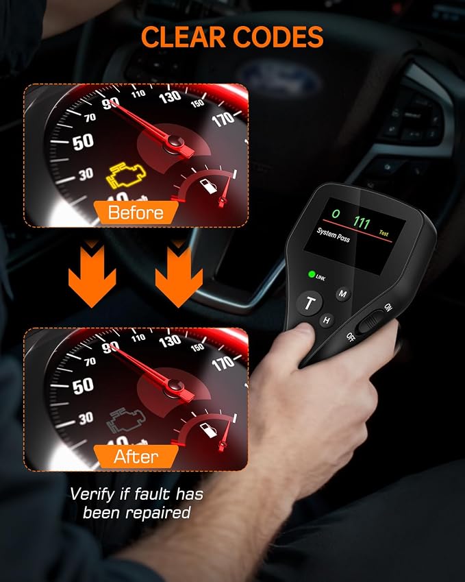 ELFREE OBD1 Scanner Compatible with Ford Lincoln Mercury 1981-1995, LCD Display Code Reader with Definitions, Plug and Play OBD1 Scann Tool, Reinforced Pins, 9FT Cable