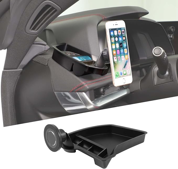 Center Console Multi-Mount Phone Holder Storage Box Compatible with Chevrolet Corvette C8 2020-2025, Dashboard Left Side Storage Tray Organizer, Magnetic Style Holder