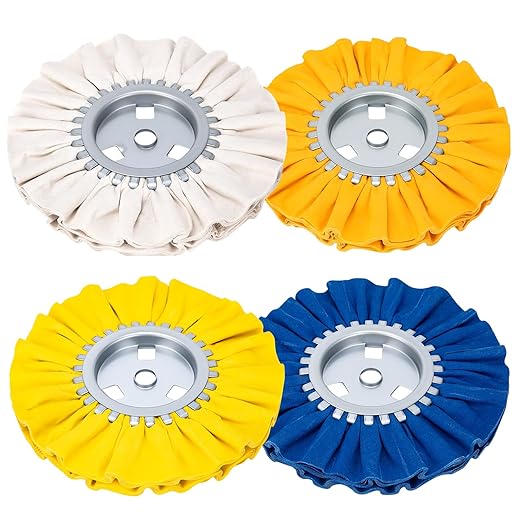 8" Airway Buffing Wheel, 4 Pcs Wheel Polishing Kit in Diameter 5/8" in Arbor Hole, Aluminum Polishing kit Used On Angle Grinder for Metal, Car, Wood