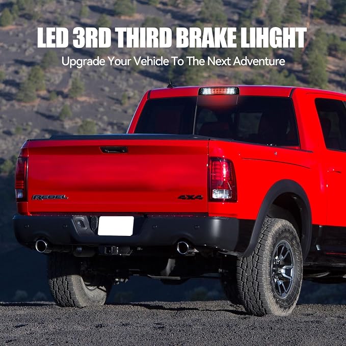 Third 3rd Brake Light LED for 2009-2017 Dodge Ram 1500, High Mount Rear Brake Lights Assembly for 10-17 Ram 2500 3500, Waterproof Center Cab Lamp Cargo Stop Light