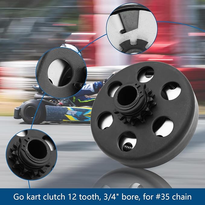 Centrifugal Clutch 3/4" Bore 12 Tooth with #35 Chain for Predator 212, Honda GC GX Engines and Most 2-6.5HP Small Engines performance Parts, Perfect for MiniBike, Go Kart, Lawnmower.