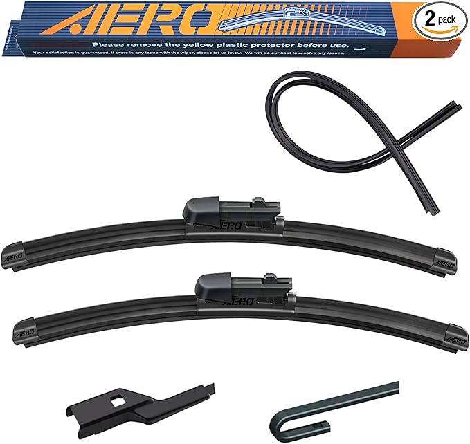 AERO Avenger 24"+15" Premium All-Season Windshield Wiper Blades with Extra Refills OEM Replacement for Chevrolet Chevy Spark 2016-2015 (Set of 2)