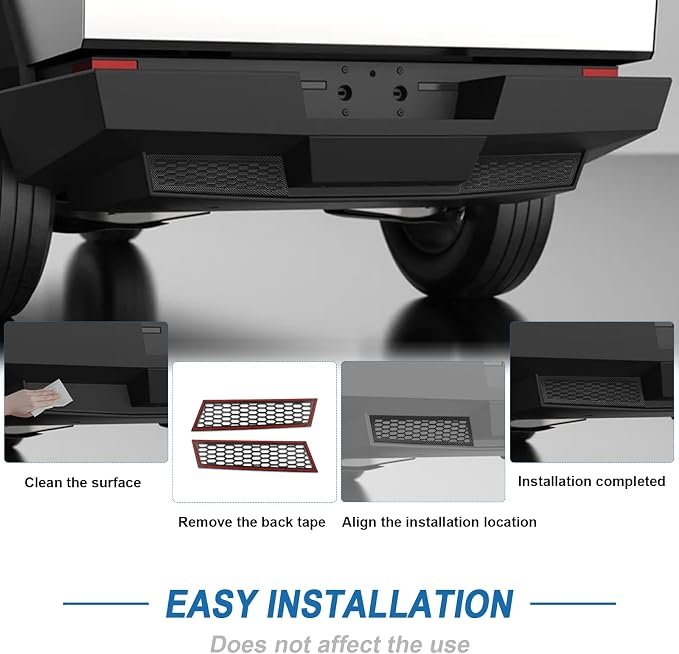 Carbon Fiber Rear Bumper Honeycomb Mesh Trim Cover Compatible with Tesla Cybertruck 2024-2026