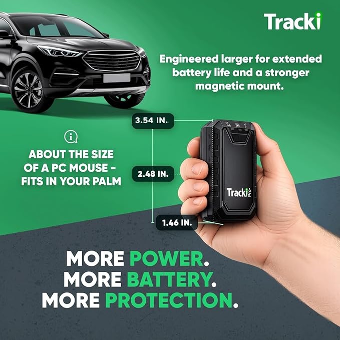 Tracki Pro GPS Tracker for Vehicles – Magnetic Waterproof 4G LTE Car Tracker, Long-Life Battery Up to 7 Months, Unlimited Distance, Smart Alerts, Hidden Tracking Device (Subscription Required)