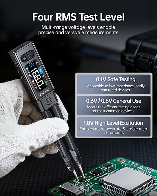 FNIRSI LCR-ST2 100kHz LCR ESR Meter Tweezer, SMD Component Tester, Auto Sort Compare, Resistor, Inductor, Diode, Capacitor Tester, Measures Voltage, Continuity, Full-Band Scan, Series/Parallel Mode