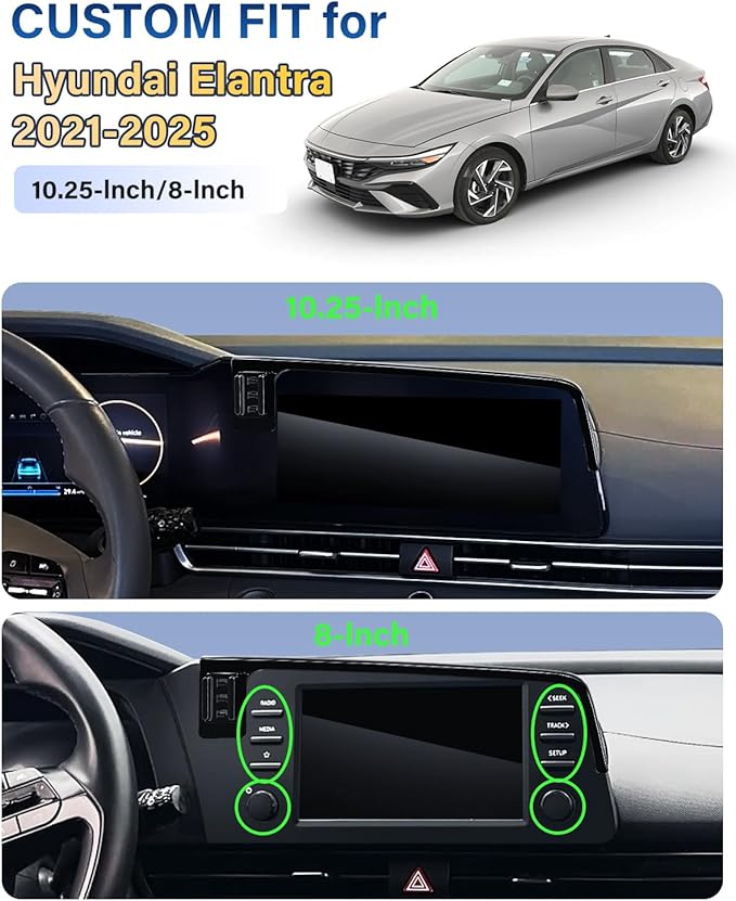 SKYLOTEC Phone Holder for Hyundai Elantra 2021-2025 SE/SEL/Sport/Limited/N Line Accessories 10.25-Inch/8-Inch Screen Fixed Clip, Automobile Cradles Phone Mount, Cell Phone Base Not Block Air Vent