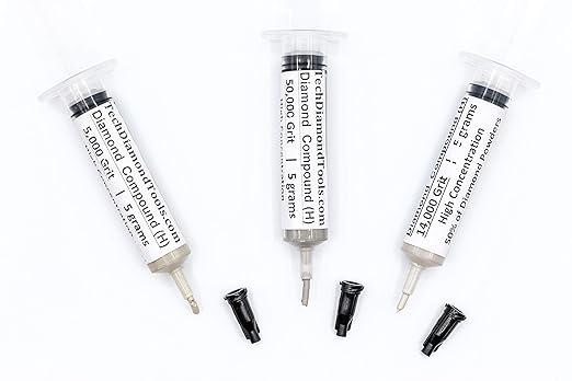 TechDiamondTools Kit of 3 Diamond Polishing Compound Polishing Paste USA Made 5000 14000 50000 Grit for Marble Glass Metal Rock Jewelry Resin Silver Gemstone with High Concentration of Diamond Powder