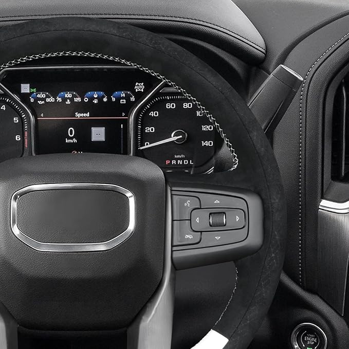 MEWANT Hand Stitch 3D Style Steering Wheel Protector Wrap Cover for GMC Sierra 1500 2019-2023/Sierra 1500 Limited 2022/Sierra 2500 2020-2024/Sierra 3500 2020-2024/Yukon 2021-2023