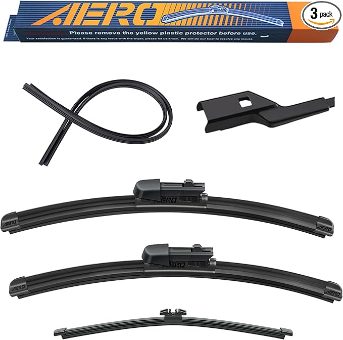AERO Wipers OEM Replacement for BMW X1 F48 2023 2022 2021 2020 2019 2018 2017 2016, 26"+16" Front + 13" Rear, Windshield Wiper Blades with Extra Squeegee Refills + 1-Year Warranty (Set of 3)