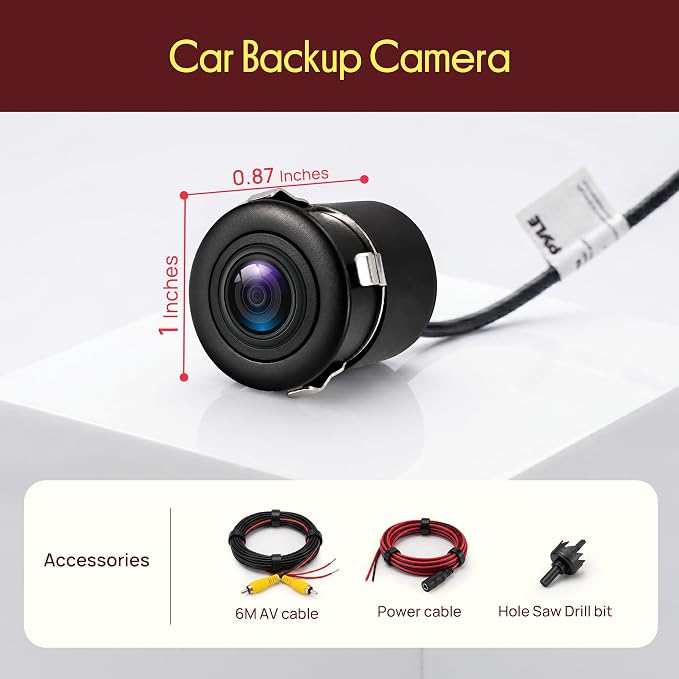 Pyle Backup Camera for Car, Truck, SUV & RV | 170° Wide Angle | AHD 720P & CVBS Switchable | IP68 Waterproof | Night Vision | Parking Guidelines | 12V-24V | 18.5mm Flush Mount | Pack-2