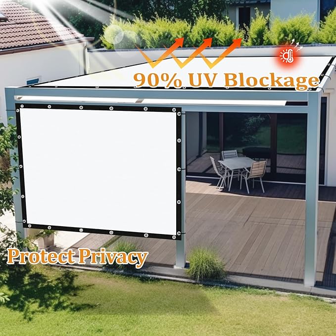 Shade&Beyond Customized Size 4' X 11' Shade Cloth with Grommets, 90% UV Protection UV Protection Mesh Tarp Sun Screens for Patio GN04, White