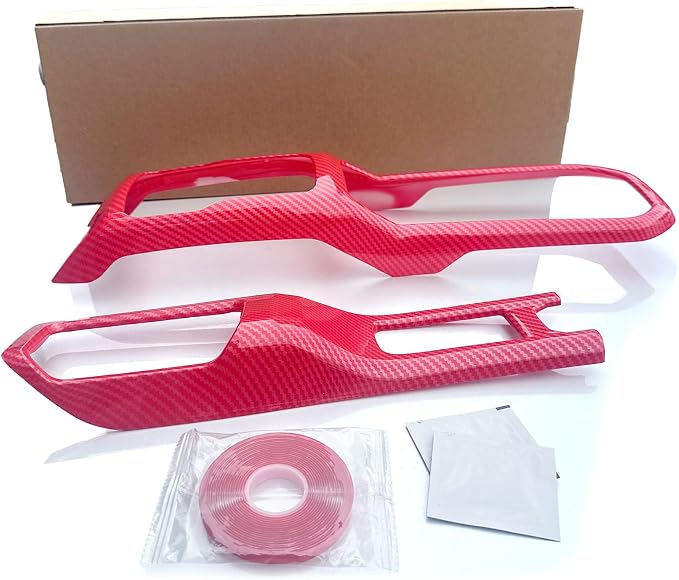 Red Carbon Fiber Shift Panel Cover for Jeep Wrangler JL JLU & Gladiator JT, 2PCS Cup Holder Trim Interior Accessories Compatible with 2018-2024 Models