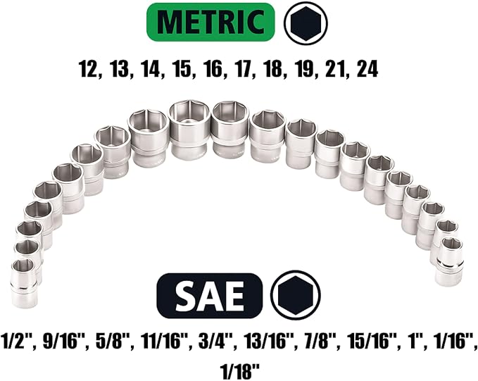 OEMTOOLS 23995 26 Piece 1/2 Inch Drive Ratchet and Socket Set, Socket and Wrench Set, Mechanic Tool Set, SAE and Metric Wrench and Socket Set