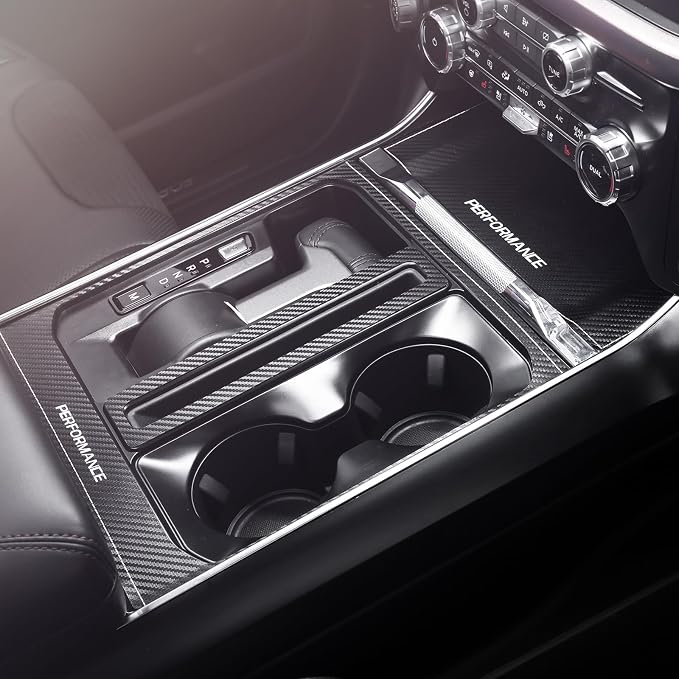 BETTERHUMZ Central Control Gear Shift Panel Cover Sticker Compatible with Ford F150 2021 2022 2023 2024 2025 for Alcantara Carbon Leather Car Interior Accessories (Carbon Leather)
