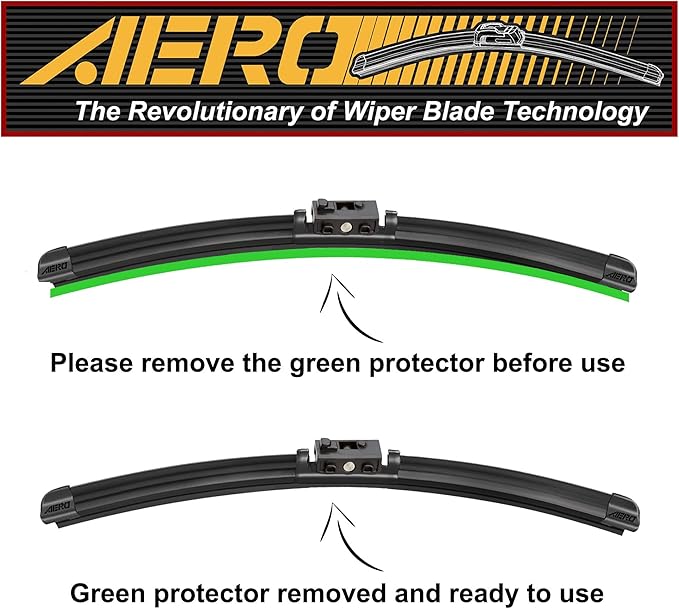 AERO Avenger 26"+19" Premium All-Season Windshield Wiper Blades with Extra Rubber Refills OEM Replacement for Mercedes-Benz B250e 2017-2014 (Set of 2)