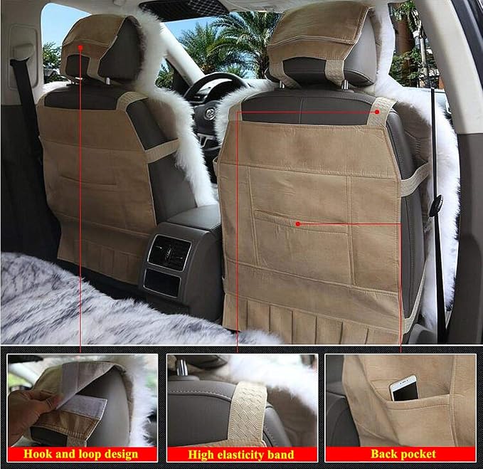 Winter Warm Authentic Australia Sheepskin Car Seat Cover Luxury Long Wool Front Seat Cover Fits Most Car, Truck, SUV, or Van (Red)