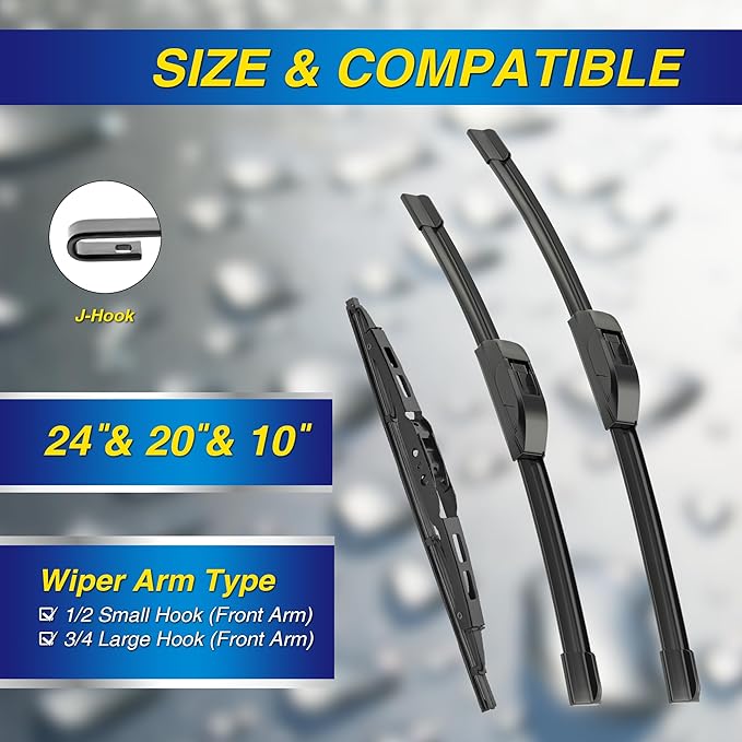 5 PLUS® Silicone Windshield Wipers Replacement for 2018-2024 Chevy Traverse Wiper Blades(Set of 3),Automotive Replacement Windshield Wiper Blades For My Car-24"/20"/10"