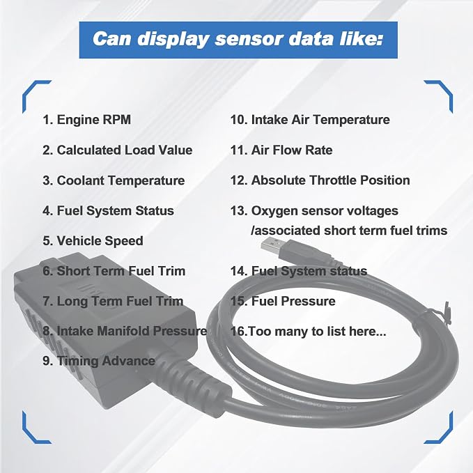 ELM327 OBD2 USB Scan Tool/Code Reader,Elm327 USB Adapter Obd2 Scanner with FT232RL FTDI2480 Chip,ELM 327 OBD Diagnostic Tool Up to 500,000bps Baud Rate Work for Ford and Other 95% of Today's Cars