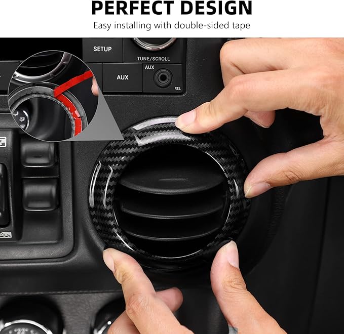 RAZPOY JK 18PCS Interior Trim Kit, Steering Wheel Trim & Gear Shift Cover Air Conditioning Vent Trim Compatible with 2011-2017 Jeep Wrangler JK 4-Door, Carbon Fiber
