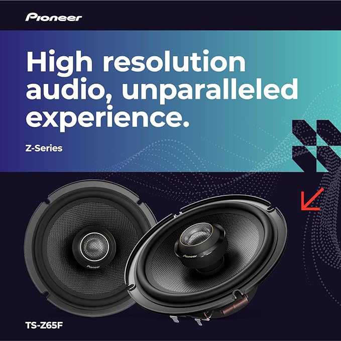 PIONEER Z-Series TS-Z65F 6.5” 2-Way Speakers (Pair) – 330W Max, Balanced Sound + Smooth Treble, Audiophile Upgrade, add an Amplifier for Optimal Performance