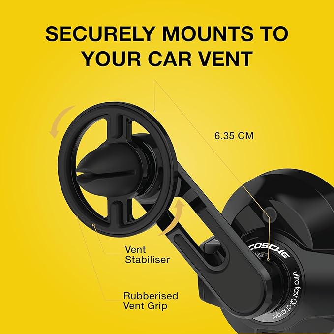Scosche MGQVP-XTET MagicGrip FreeFlow Autogrip Wireless Charging Vent Phone Mount for Car in Black
