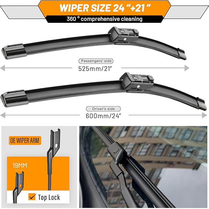 OEM Quality Windshield Wiper Blade Replacement for Chevy Malibu Traverse GMC Acadia Saturn Outlook 2009 2010 2011 2012 - High Performance Original Equipment -Factory OE Style 24"+21"