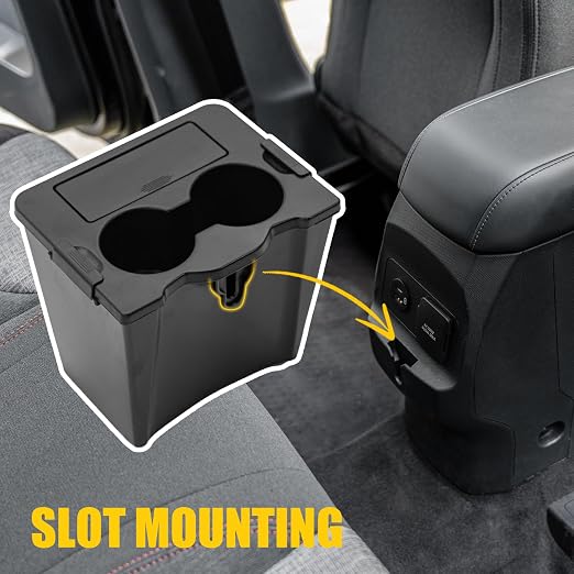 Trash Can Compatible with 2022-2026 Ford Maverick Multi-Function Trash Bin with Cup Holder Trash Bin Extra Rear Storage Box for 2025 Maverick Accessories (Upgraded)