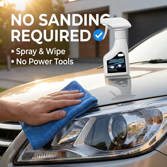 Automotive Headlight Restoration Kit,2026 New Coating Headlight Cleaner for Cars Trucks Motorcycles & RVs - Restore Yellowing Cloudy & Foggy for Commuters No Sanding (1PC)
