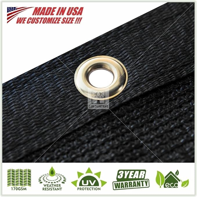 ColourTree Customized Size 6' x 63' Black Fence Screen Privacy Screen - Commercial Grade 170 GSM - Heavy Duty - 3 Years Warranty - Cable Zip Ties Included