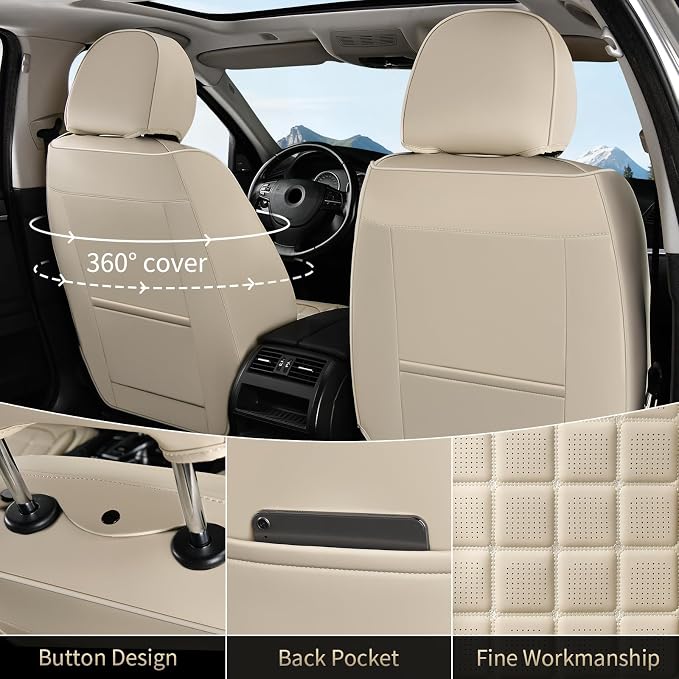 FLORICH Leather Seat Cover, Car Seat Covers Front Set, Waterproof Car Seat Protectors, Front Seat Covers 2 Pack, Breathable Automotive Seat Covers Protector Fit for Most Cars Trucks SUV