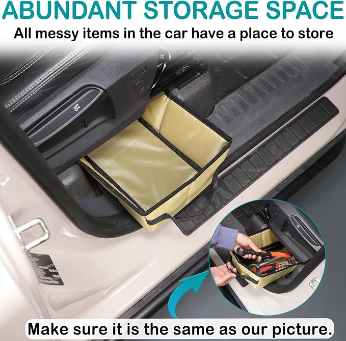 Car Front Under Seat Storage Organizer Compatible with Ineos Grenadier 2020-2025 Oxford Cloth Under Seat Storage Box Interior Accessories， Applicable to both left and right. (Beige)