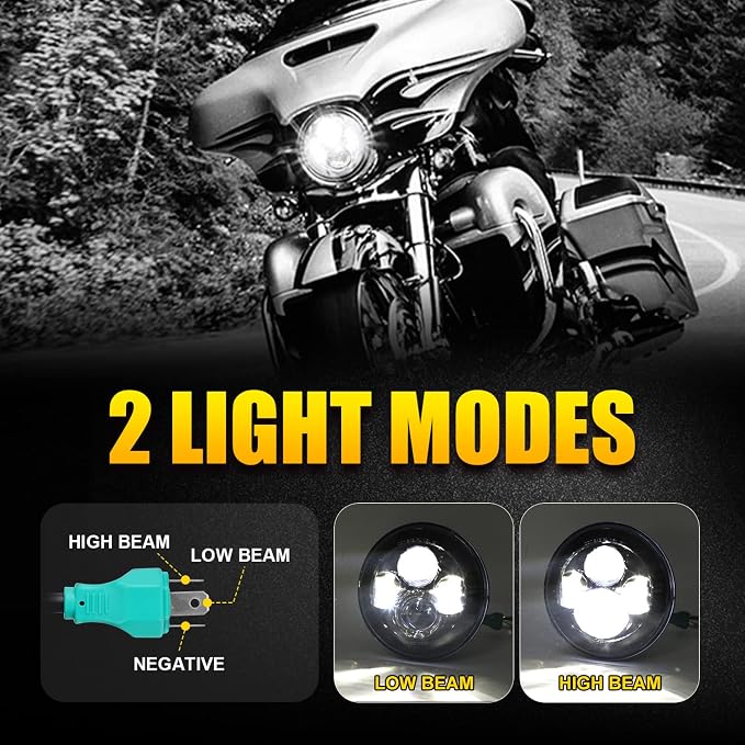 LX-LIGHT Black 7 Inch Motorcycle LED Headlight with 4.5 Inch LED Passing Fog Lamps and Mounting Bracket Compatible with Street Glide Road King Fat Boy Ultra Classic Electra Tri Cvo Heritage Softail