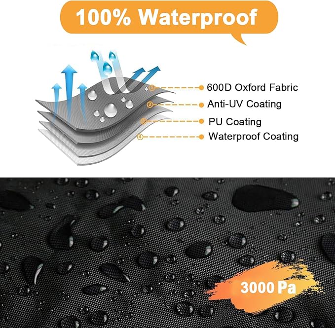 Heavy-Duty ATV Cover 600D Oxford Waterproof, UV Protection for 4-Wheeler/Quad, All Weather Season Protection Outdoor for Polaris Kawasaki Yamaha Suzuki Can-Am