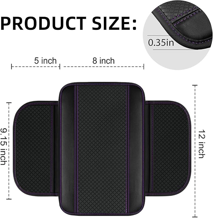 NBTEPEM 10 Pcs Car Floor Mats Full Set Car Accessories, Microfiber Leather Steering Wheel Covers 14.5-15 inch, Center Console Cover, Seat Belt Pads, Cup Coasters, Universal Interior Decor(Purple)