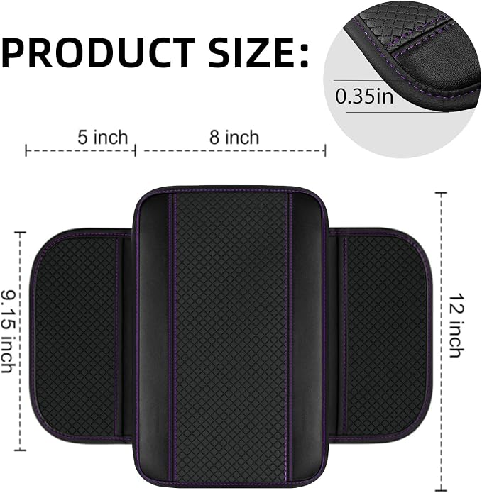 NBTEPEM 6 PCS Car Steering Wheel Cover Set, Microfiber Leather Steering Wheel Covers Universal 14.5-15 inch, Center Console Cover, Seat Belt Cushion, Cup Holder Coaster, Car Accessories Set Purple