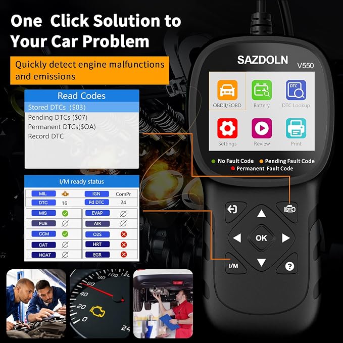 V550 Enhanced OBD2 Scanner, Automotive Code Reader for Check Engine Light, Car Diagnostic Scan Tool with Read & Clear Fault Codes, Battery Test & Live Data, Compatible with 1996+ OBDII Vehicles