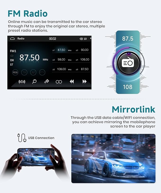 Single Din Flip Out Touchscreen Radio with AM/FM/RDS Wireless Carplay & Android Auto, Sellrich 7" Single Din Flip Out Touchscreen Car Stereo with BT SWC Backup Camera Mirror Link USB/AUX/Type-C