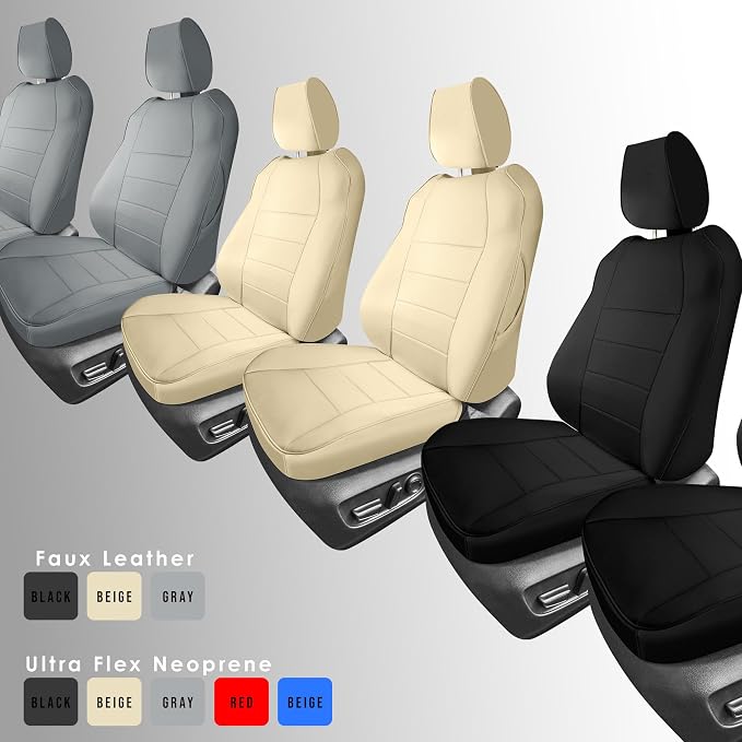 FH Group Custom Fit Car Seat Covers Specifically Made for 2021-2024 Toyota Sienna 7-8 Seater, Faux Leather Automotive Seat Covers - Front Set Black
