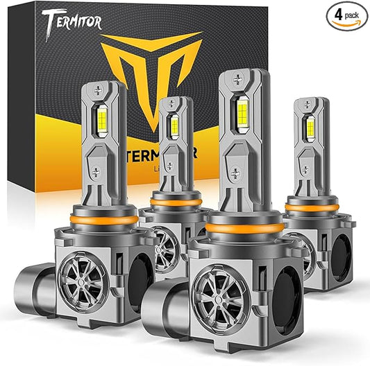 Termitor 9005 9006 Bulbs Combo, 100,000LM 1200% Ultra Bright, True 1:1 Mini Halogen Size, Plug and Play No Adapter, HB3 HB4 Fog Light Conversion Kits, 85000+ Hours Lifespan, Pack of 4
