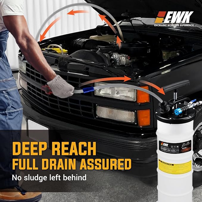 EWK 6.5L Pneumatic/Manual Oil Extractor, Oil Change Pump for Automotive Fluids Vacuum Evacuation, Fluid Extractor Pump Tool for DIY Mechanics