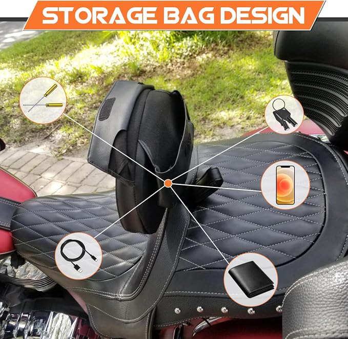 AUFER Detachable Adjustable Plug-in Driver Rider Backrest Sissy Bar Mounting Kit with Backre Rest Pad Compatible with for Chief Vintage Chieftain Classic Roadmaster Springfield 2014-2025