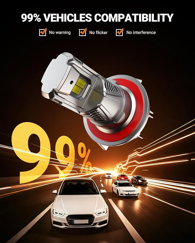 SEALIGHT H13/9008 LED Bulb, 900% 46000LM Super Brighter than Origin, 6500K White Canbus Ready, IP68 25000RPM Cooling Fan with 80000Hrs Lifespan, 3Mins Fast Installation, 2 Pack