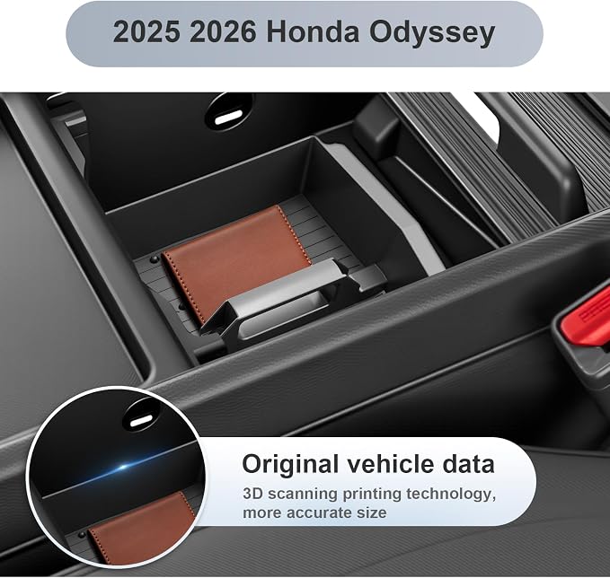 SKTU 2025 2026 Honda Odyssey Center Console Organizer for 2025 2026 Honda Odyssey (EX-L/Sport-L/Touring/Elite) Console Tray Honda Odyssey 2025 2026 Accessories ABS Armrest Secondary Storage Box