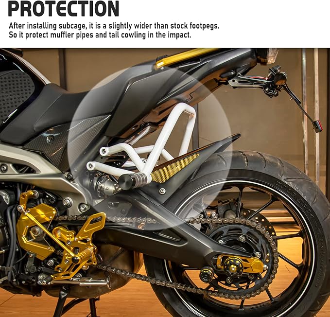 Motorcycle Crash Bar for Yamaha MT-09 FZ-09 MT09 FZ09 2013 2014 2015 2016 2017 2018 2019 2020 Rear Passenger Foot Peg Footrest Subcage Stunt Falling Protector