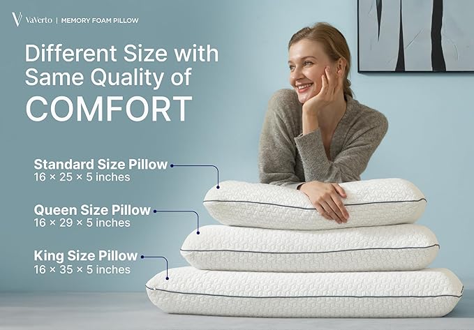Cooling Gel Memory Foam Pillow - 1-Pack - King Size Bed Pillows For Sleeping - Medium-Firm - Back, Stomach and Side Sleeper Pillow - Shoulder & Back Pain Relief - Washable , Bamboo Viscose Cover