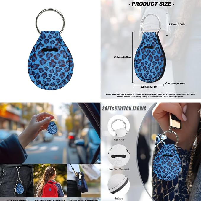 Howilath Blue Leopard Print Car Seat Cover Full Set with Steering Wheel Covers+Seat Belt Cover Pad+Keychains+Cup Coasters Fit Most Vehicle - 13 Piece