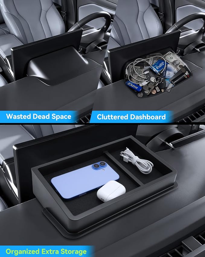 BIXUAN 2026 R AV4 Dashboard Organizer Only For 2026 Toyota R AV4 (XSE/Limited) 12.9-Inch behind screen organizer Dash Hidden Tray Center Console Storage Bin 2026 R AV4 Interior Accessories