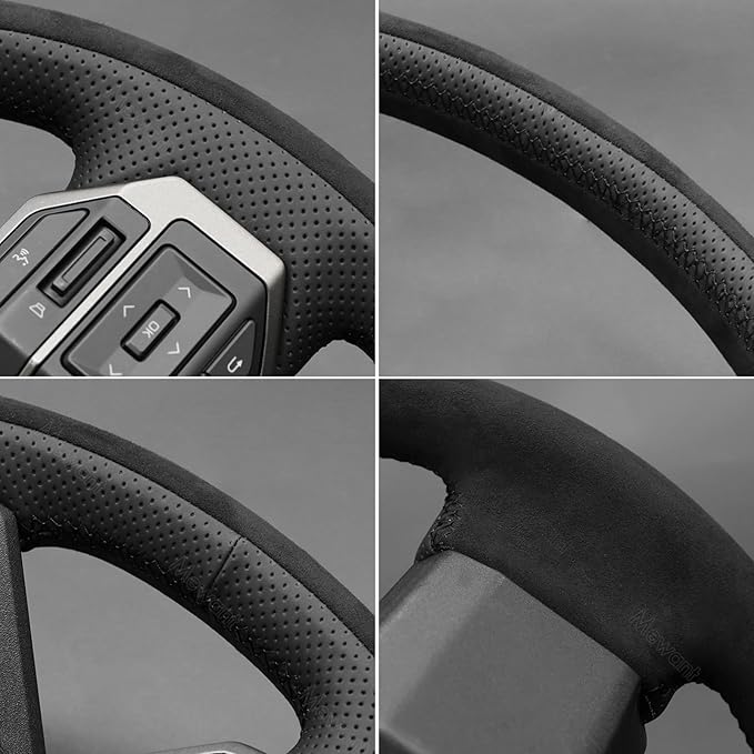 MEWANT Hand Stitch Steering Wheel Cover for Toyota Land Cruiser 2024-2026, Custom Fit DIY Wrap Interior Accessories