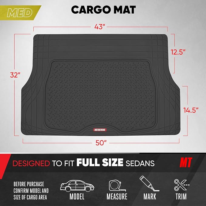 Motor Trend DualFlex Red Floor Mats for Cars & Cargo Mat Full Set - All Weather Front & Rear Rubber Automotive Floor Mats & Cargo Liner for SUV, Car, & Van - Interior Trunk Mat & Floor Cover